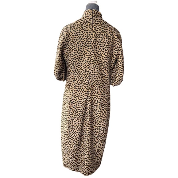 Akris Wool Sheath Midi Dress Women's Size 12 Leopard Print Silk Lined Luxurious - Picture 3 of 16